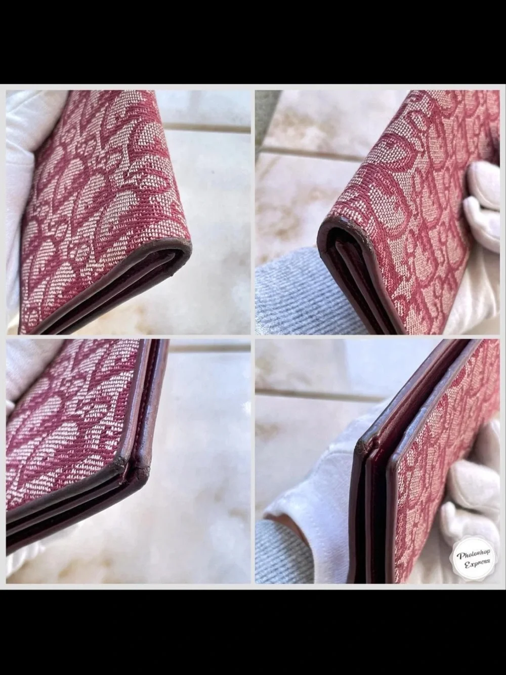 Dior Burgundy Signature Monogram Long Wallet